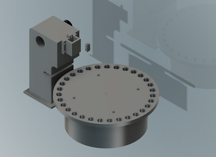 CAD representation of the selected vial plate and dispenser